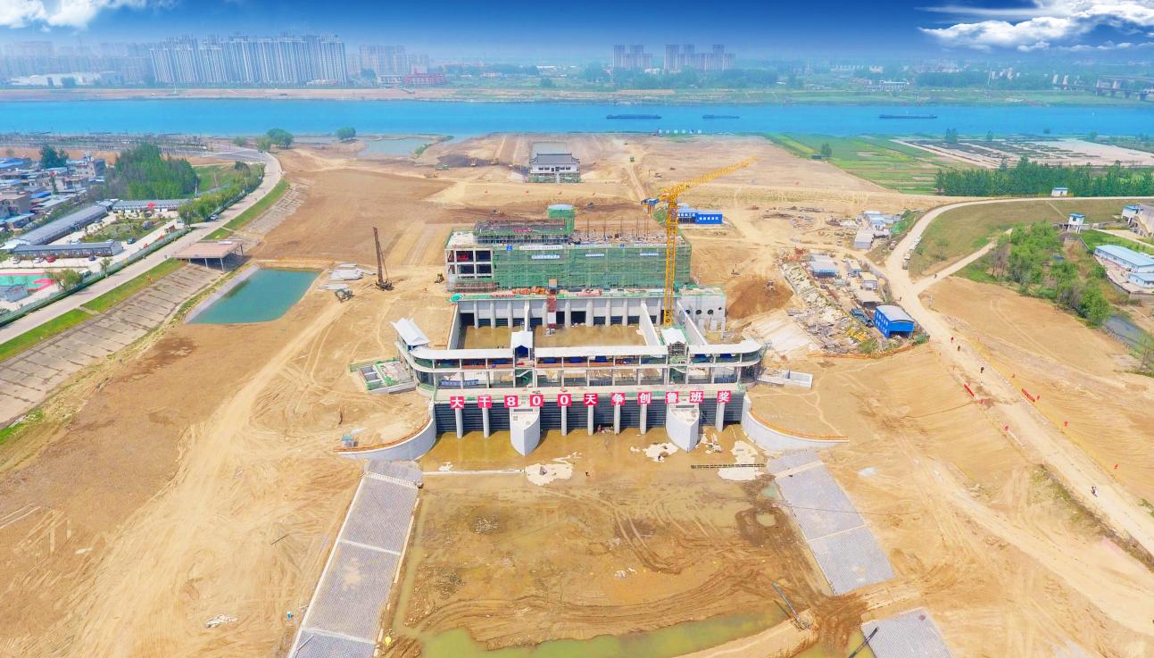安徽水利蚌埠靚淮河龍子河口綜合樞紐布置工程。安徽建工集團供圖